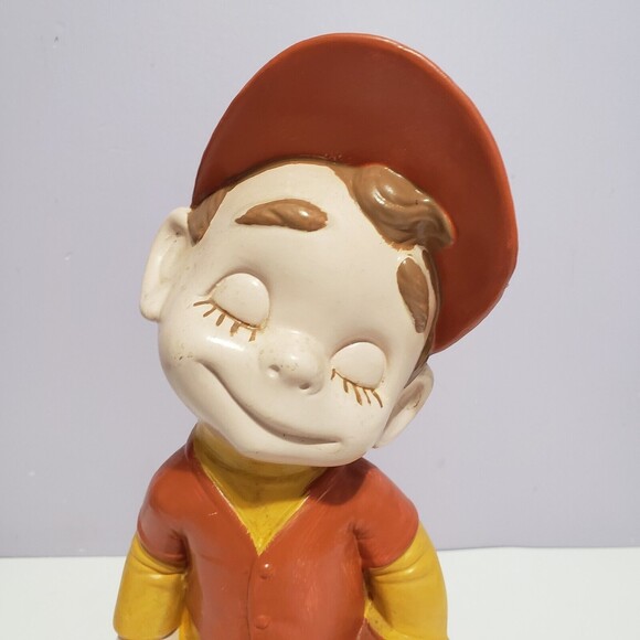 Ceramic Baseball Boy Hat Closed Eyes Figurine 11"×5"×4" - Picture 2 of 11